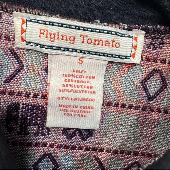 Flying Tomato Utility Jacket Western Boho Eclectic Folk Tribal Casual S - Picture 4 of 5